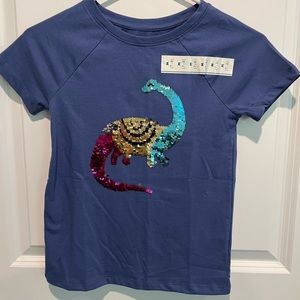 Girls t-shirt. Cat and Jack sequin dinosaur size M (7/8). New with tags!